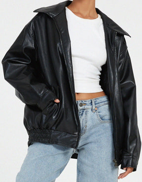 Lisa - Oversized Fit Leather Jacket for Women