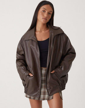 Lisa - Oversized Fit Leather Jacket for Women